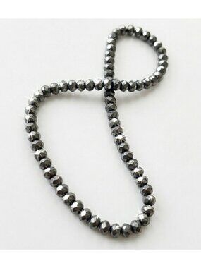 Faceted Silver Hematite Bead Bracelet Metallic Gunmetal Grey Minimalist Jewelry
